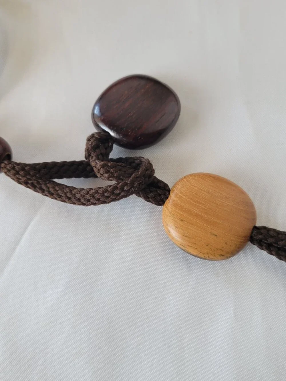 Vintage Handcrafted Wooden Bead Waist Belt / Statement Necklace Adjustable 27